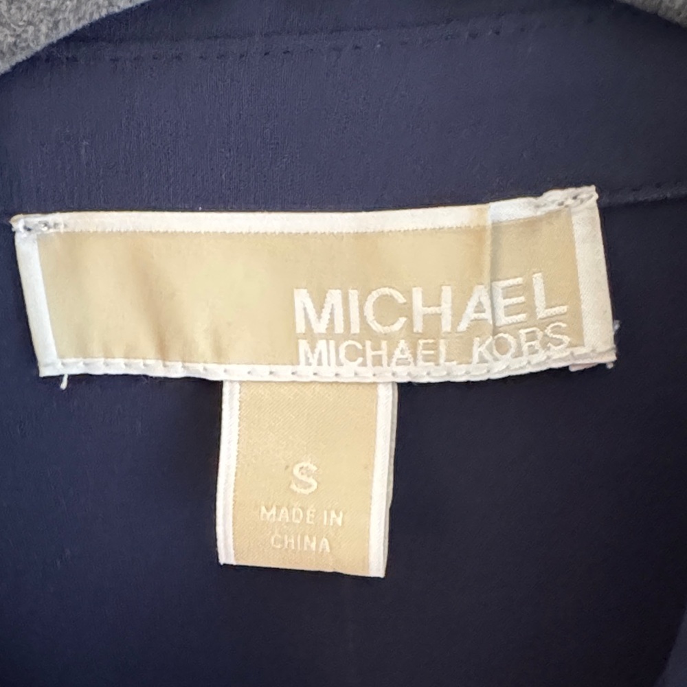 Michael Kors Navy Blouse with Ruffle Sleeves - Picture 2 of 6